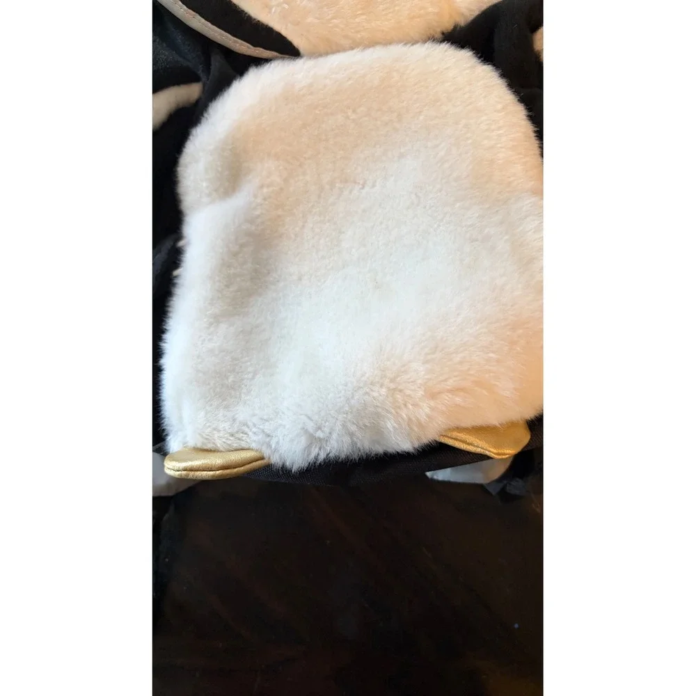 Lands' End Penguin Backpack Kids Small Black Excellent Faux Fur Animal Bag
